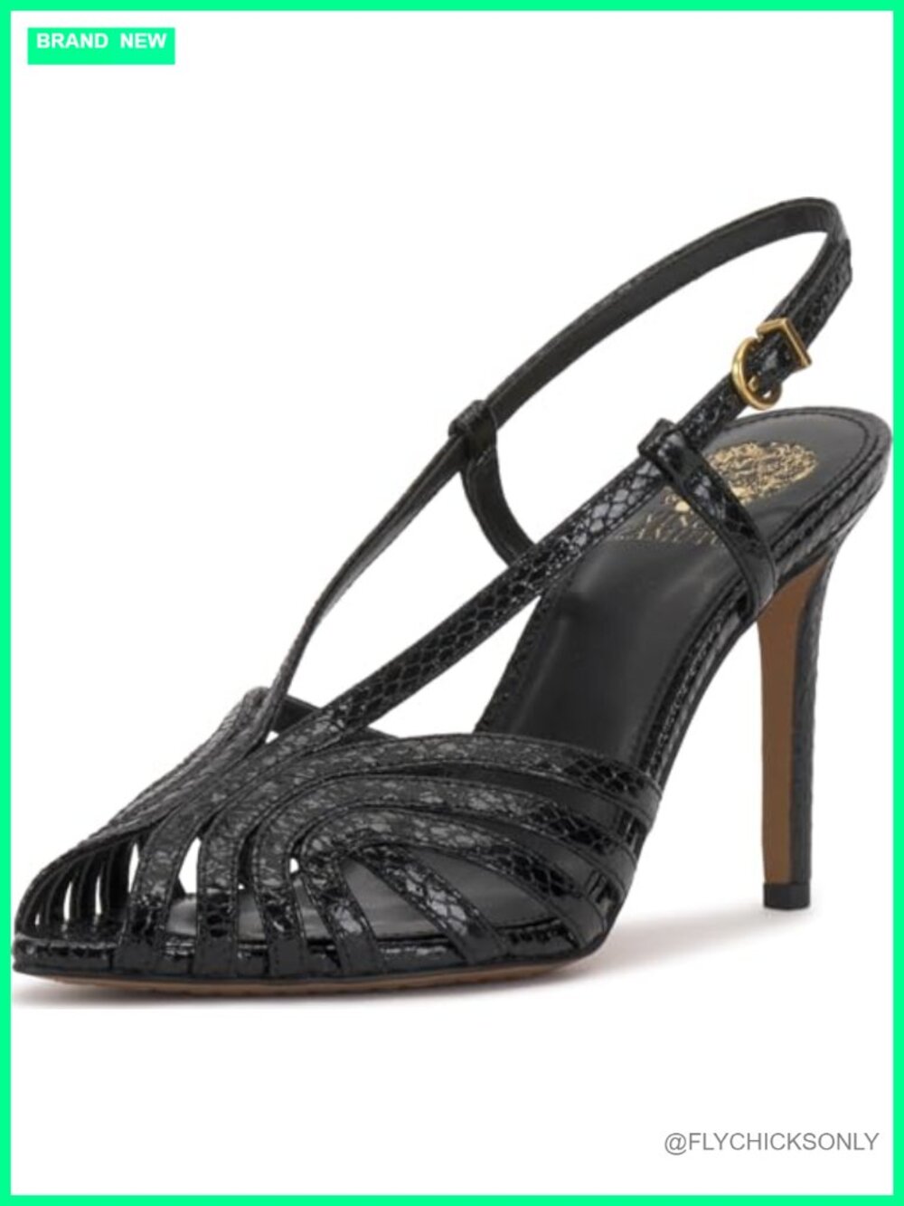 Faux Leather Peep Toe Slingback Stiletto Heeled Sandals Caged Toe Buckle